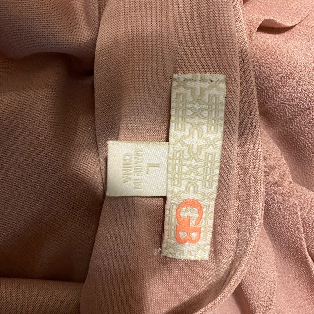 Gianni Bini Peach & Navy Open Back Dress Sz Lg - Picture 6 of 7